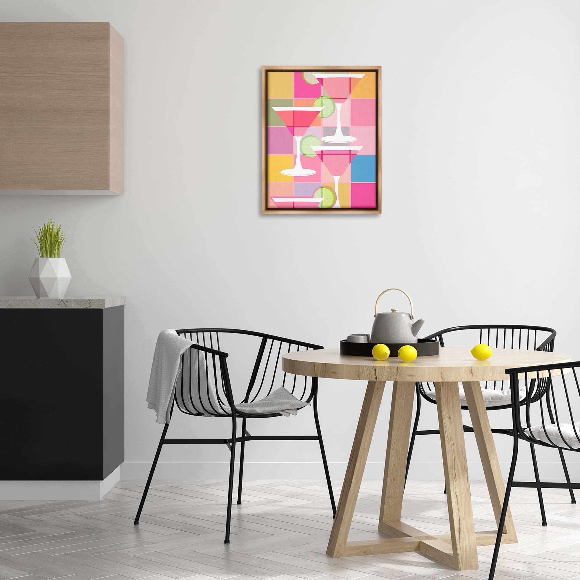 Stupell Industries Cocktail Squares Design Food & Beverage Painting Brown Floater Framed Canvas Art Print Wall Art, 17 x 21