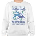 thumbnail image 2 of Reindeer Christmas Cross Stitch Sweatshirt Unisex Large White, 2 of 5