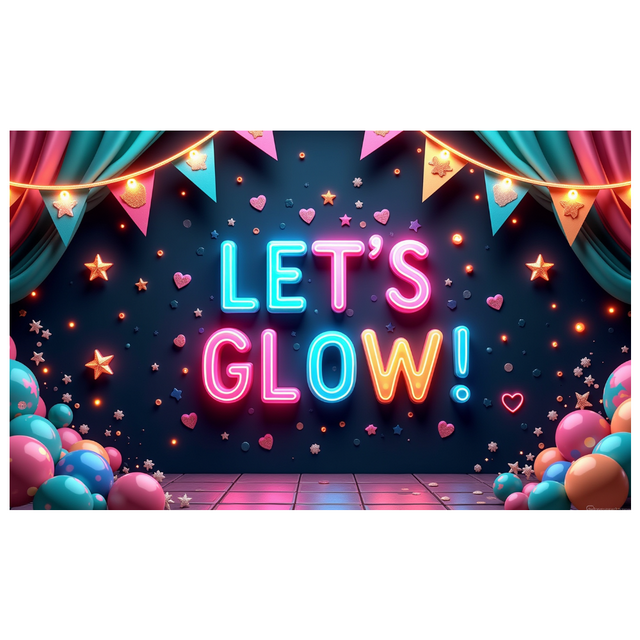 Neon Design Glow Banner Colorful Decoration Let's Glow Festival Sign for Party Celebration Event