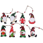 8pcs Christmas Wood Gnome Ornaments Christmas Wood Cutouts Hanging Handmade Gnome for Christmas Tree Tags Decorations