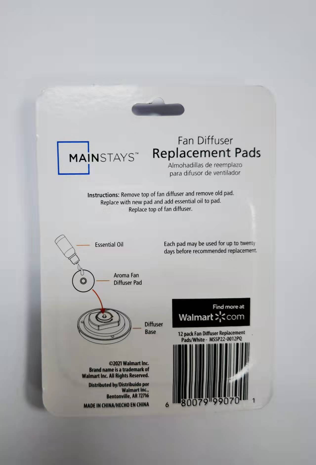 (2 pack) Mainstays Replacement Diffuser Pad Refill Fan Diffuser Pad With No Scent