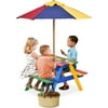 Kids Picnic Table, Toddler Outdoor Wooden Table & Bench Set With Umbrella, Children Patio Backyard Set, Kids Rectangular Table And Chair Set For Outdoors, Gift For Boys Girls Age 3