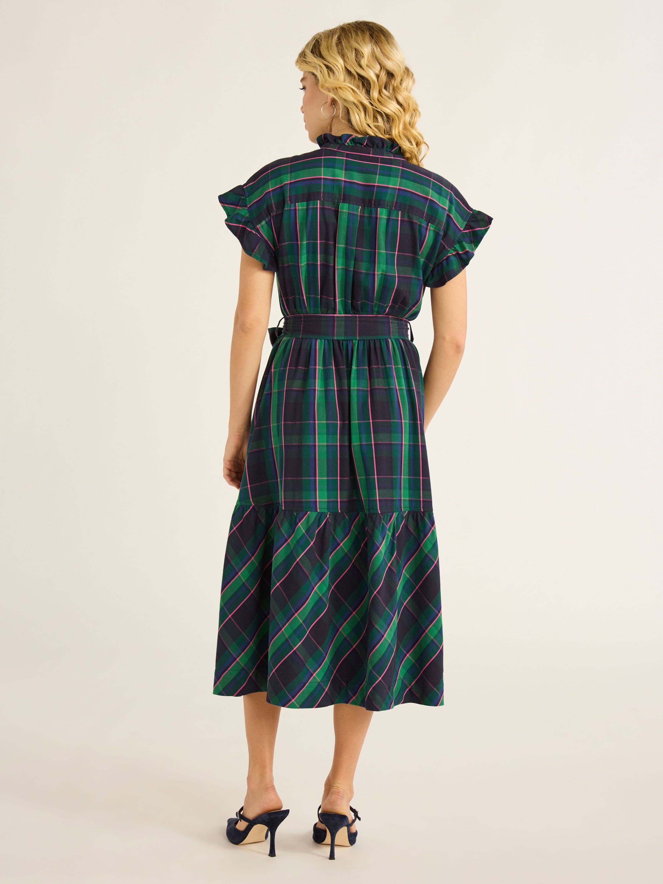 Free Assembly Women’s and Women's Plus Cotton Ruffle Midi Dress with Short Sleeves, Sizes XS-4X