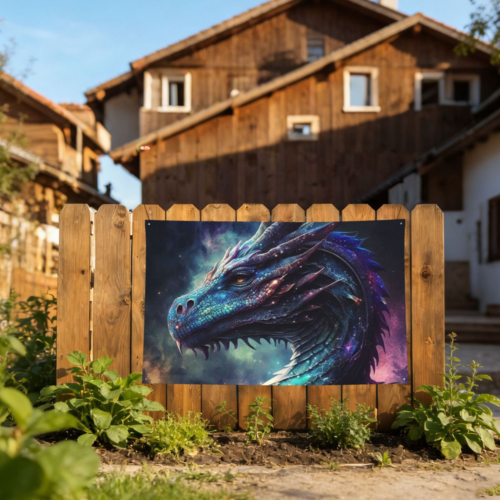 Dragon Cool Art Galaxy Four Hole Decorated Banner Flag for Garden Yard Home Decoration Indoor Outdoor 4x6 Ft