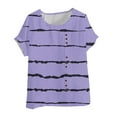 thumbnail image 5 of Women's Summer Short Sleeve Button Down Tops Shirts Blouses Crewneck Loose Fit Printed Soft Breathable Casual Work Office Vacation Outfits Fashion Essential Gift for Women, 5 of 8