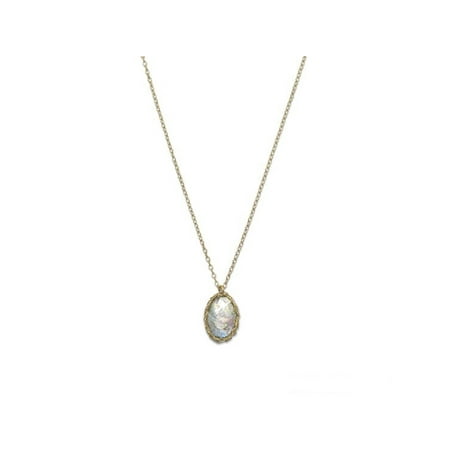 Roman Glass Necklace Oval Shape with Woven Setting Gold-filled