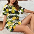 thumbnail image 4 of Fuzoiu Orange and Lemon Print Women's Short-Sleeved Pajama Set,Lounge Sleepwear Set,Womens Pajama Sets 2 Piece,Button-Up Top and Shorts with Pockets-4X-Large, 4 of 7