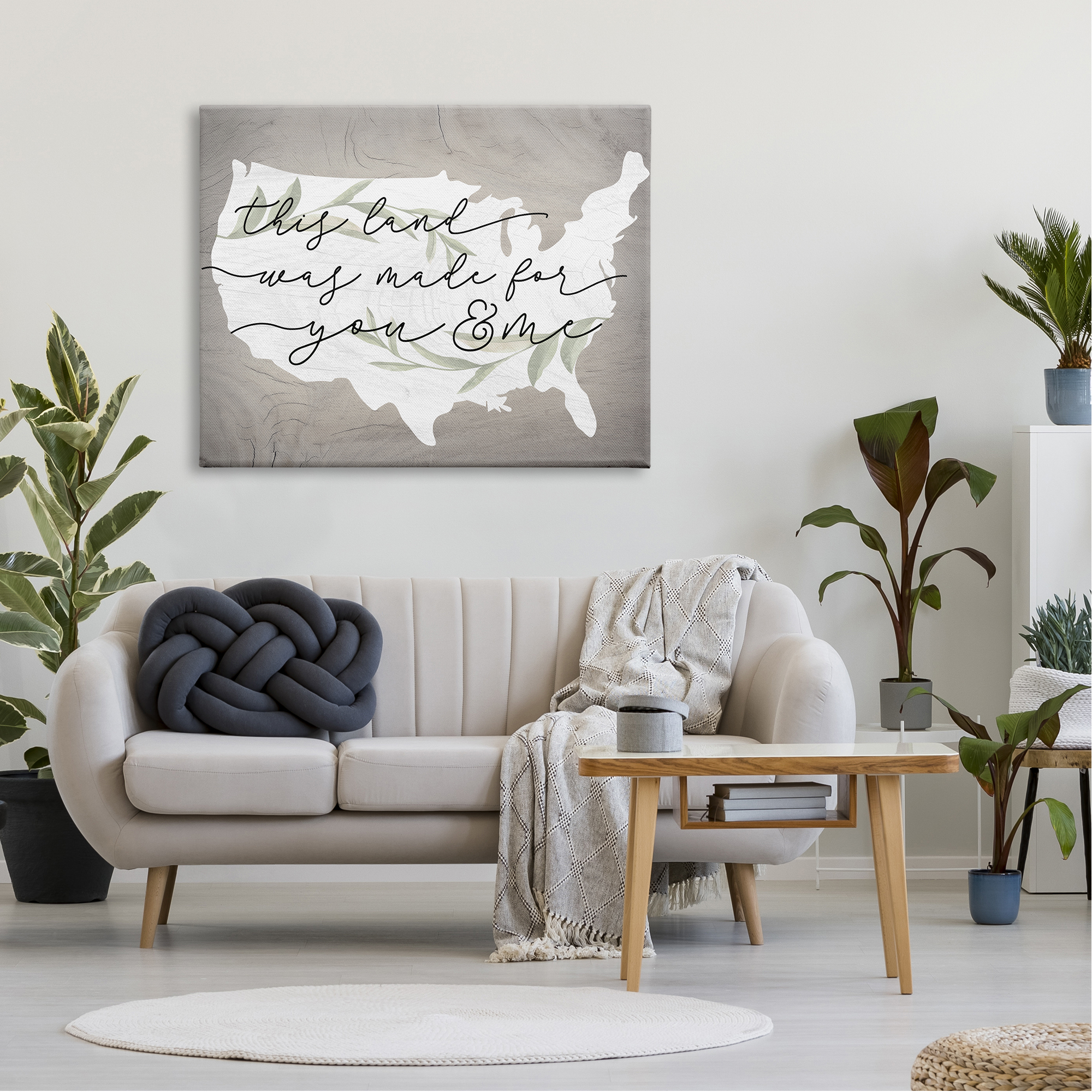 Stupell Industries Rustic Americana Cursive Typography Quote USA Map Canvas Wall Art, 48 x 36, Design by Lil' Rue