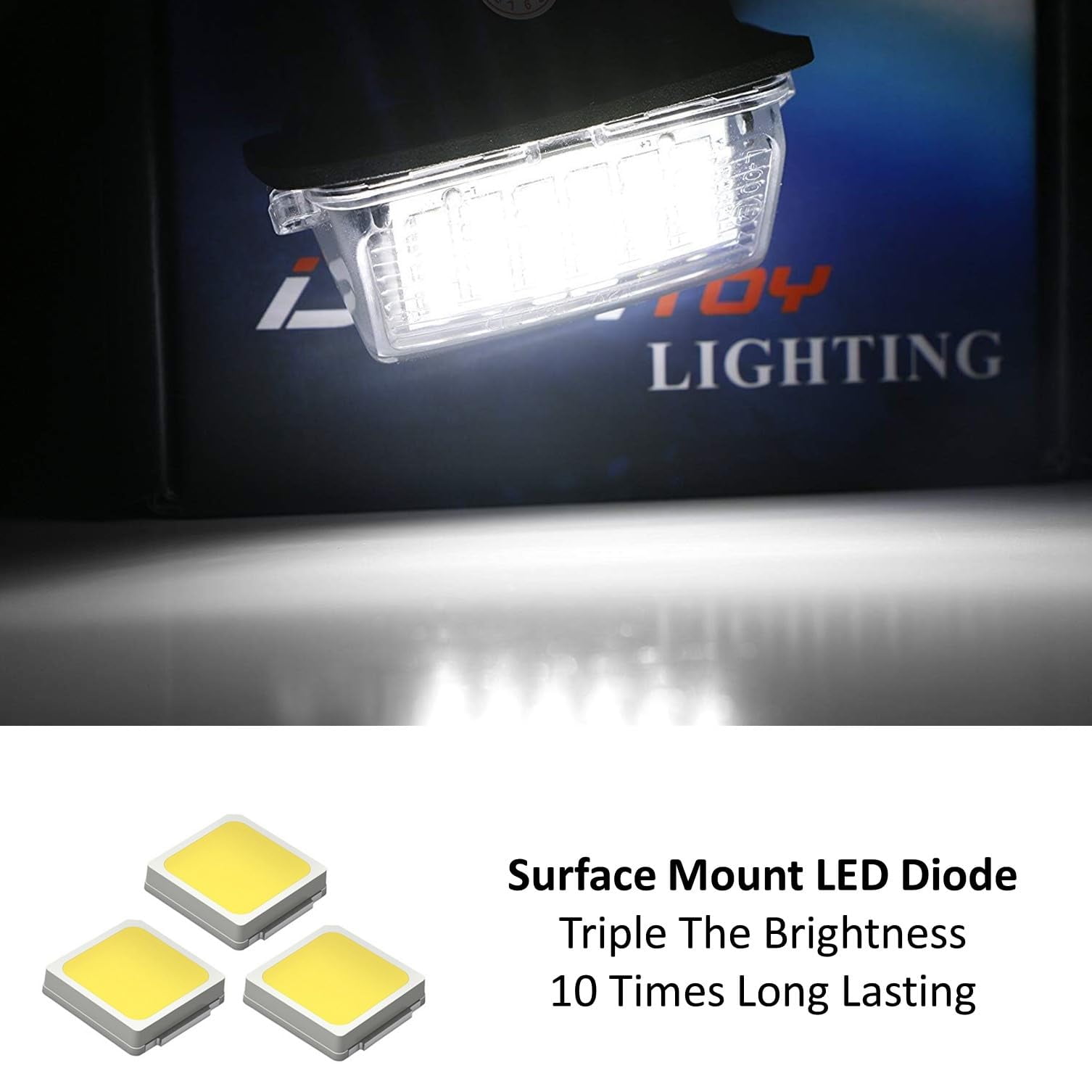OEM-Fit 3W Full LED License Plate Light Kit For Toyota Camry Highlander Prius C Avalon Yaris, Powered by 18-SMD Xenon White LED