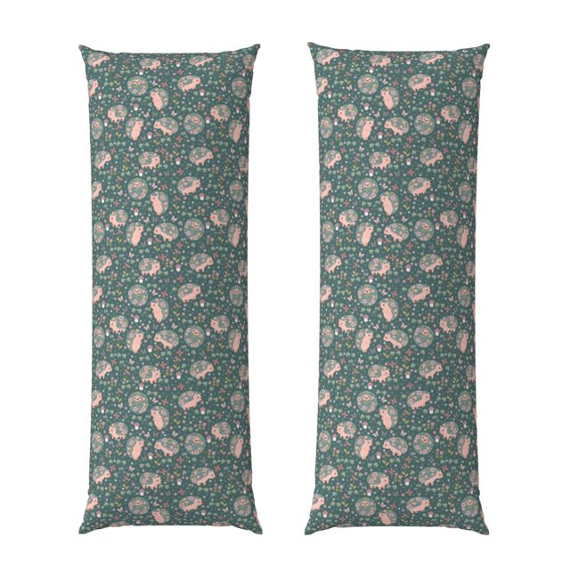 Balery Hedgehogs and Flowers Funda Protectora para Almohada Corporal de Algodón Hipoalergénico con Cierre(55 x 21 pulgadas), Almohadas No Incluidas