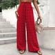 thumbnail image 1 of Pantalones Pantalones largos casuales para mujer, cómodos pantalones palazzo, pantalones elásticos de cintura alta para desplazamientos Ygjytge Rojo T S para Mujer, 1 of 6