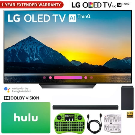 LG OLED55B8PUA 55" Class B8 OLED 4K HDR AI Smart TV (2018) + LG SK8Y 2.1-Channel Hi-Res Audio Soundbar with Dolby Atmos + Hulu $100 Gift Card + More