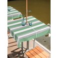 thumbnail image 6 of Green Grey Stripe Outdoor Tablecloth with Umbrella Hole, Farmhouse Modern Art Striped Spillproof Waterproof Outdoor Table Cover, Patio Tablecloths for Party/Garden/Picnic, Square 60"x60", 6 of 9