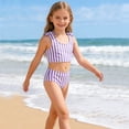 thumbnail image 2 of Shadoumai Girls Swimsuits Size 10-12 Cutout Bikini Tie-Straps Tankini for Girls Two Piece Ruffle Bathing Suit Tropical Printed Swimwear Shorts and Skirt, 2 of 6
