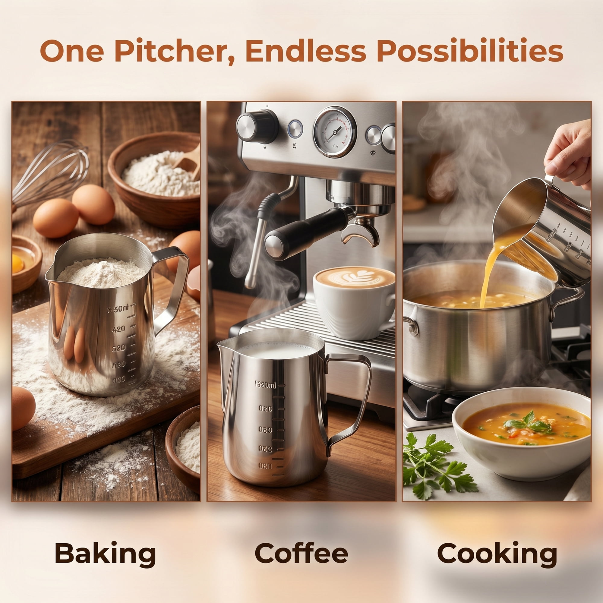 Unique Bargains Basic Stainless Steel Measuring Cup for Kitchen Baking Silver 600ml