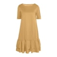 thumbnail image 4 of Summer Dresses Women's Ruffle Hem T-Shirt Dress Short Sleeve Crew Neck Casual Loose Fitted Summer Mini Dress, 4 of 6