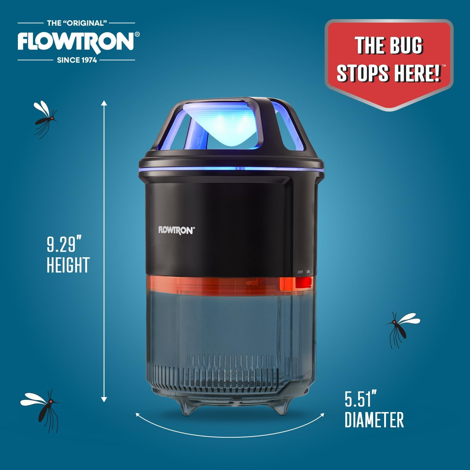Flowtron Indoor Bug Trap with UV Light and Fan, USB-C Powered Mosquito Catcher, 860 sq ft Coverage