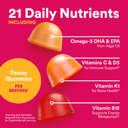 SmartyPants Womens Plus Multi & Omega-3 Gummies, Improved Formula, 50% Less Sugar, 120 Ct