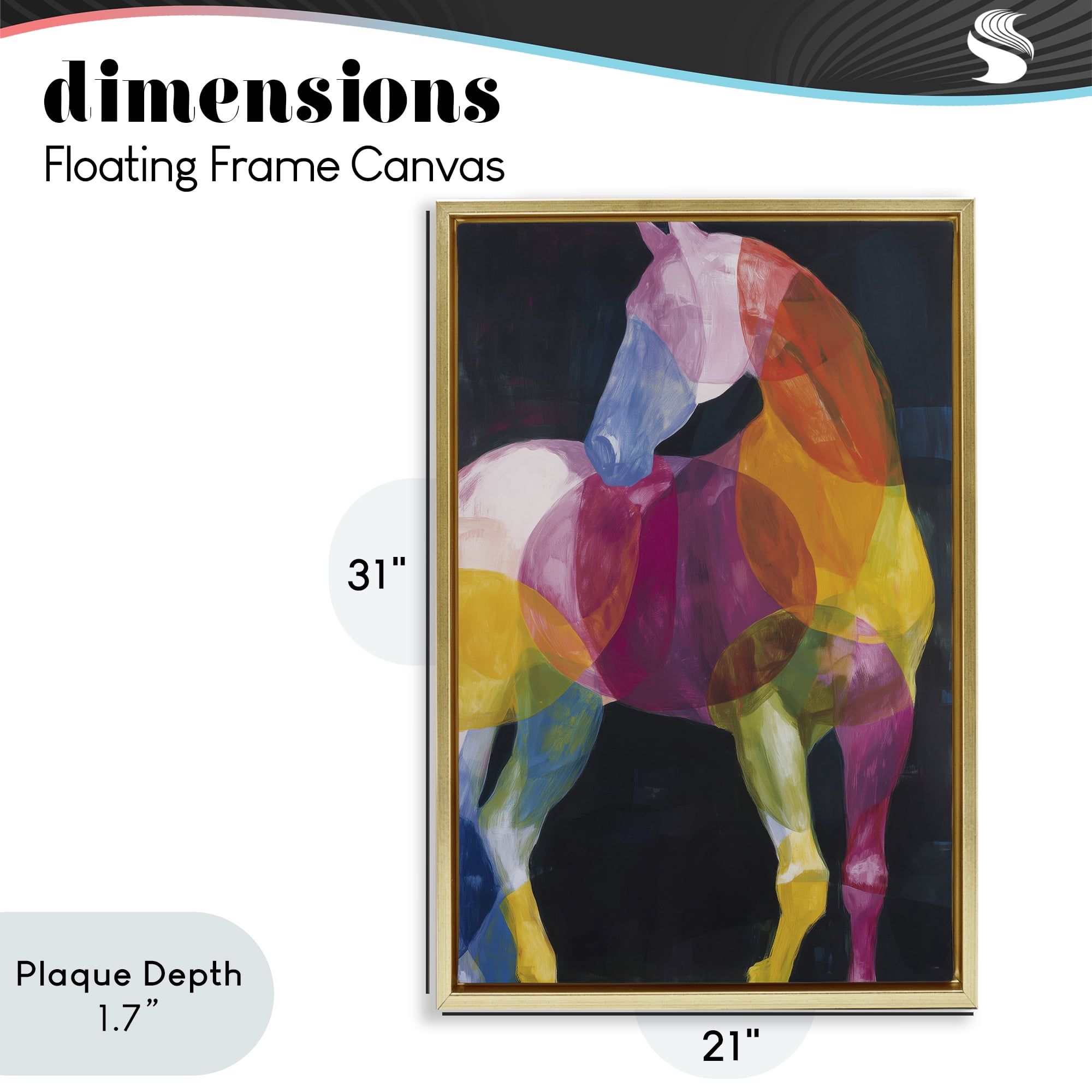 Stupell Industries Prism Horse Abstraction Gold Framed Floater Canvas Wall Art, design by Chromatic Storm Studio