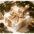 thumbnail image 7 of 2PCS Champagne Gold Christmas Wired Ribbon - 16.4 Ft Yard Christmas Mesh Ribbon for Gift Wrapping, Tree Decor & DIY Crafts, Holiday Bow Making,A, 7 of 7