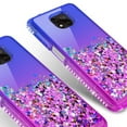 thumbnail image 4 of Liquid Glitter Phone Case for Motorola Moto G Power 2021 Case Cover with [Tempered Glass Screen Protector] Shock Proof Bling Diamond for Girls Women - Purple/Blue, 4 of 4