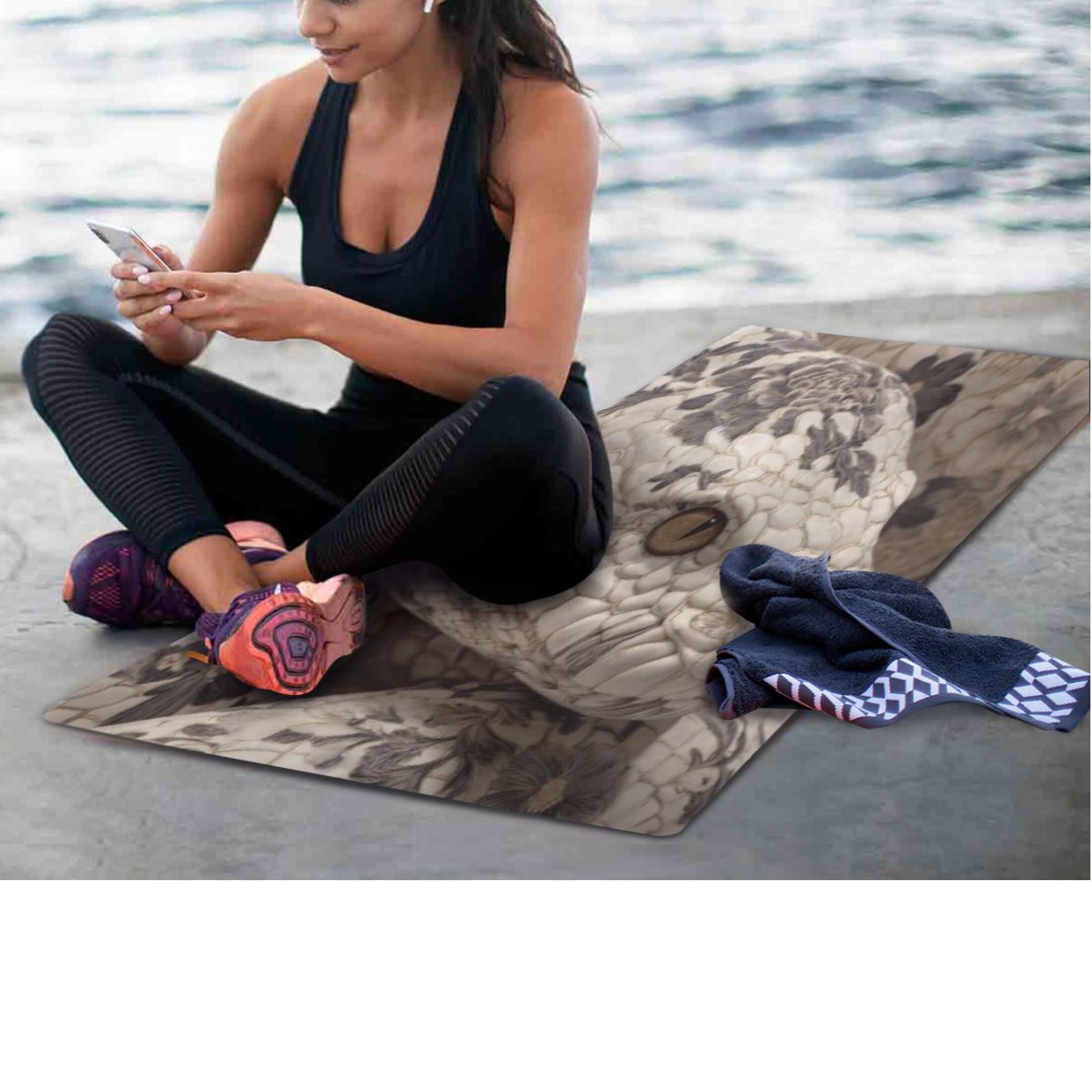 BZSMCE Yoga Mat Women Fitness Mat Textured Floral Snake Pattern