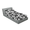 thumbnail image 2 of Poppy Fitted Sheet & Pillow Sham Set, Blossoming Vintage Engraved Style Poppies and Buds on Grunge Watercolor Back, Decorative Printed 2 Piece Bedding Decor, Twin, Grey Black White, by Ambesonne, 2 of 2