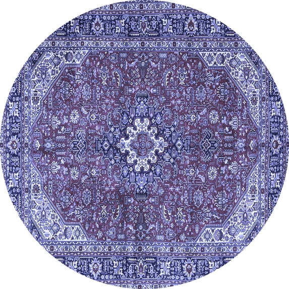 Ahgly Company Indoor Round Medallion Blue Traditional Area Rugs, 6' Round