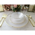 thumbnail image 5 of " OCCASIONS " 150 Piece set (25 Guests)-Wedding Plastic Plates & cutlery -Disposable Dinnerware 10'', 7'' + Gold Silverware w/double fork (Belize in White Pearl & Gold), 5 of 8