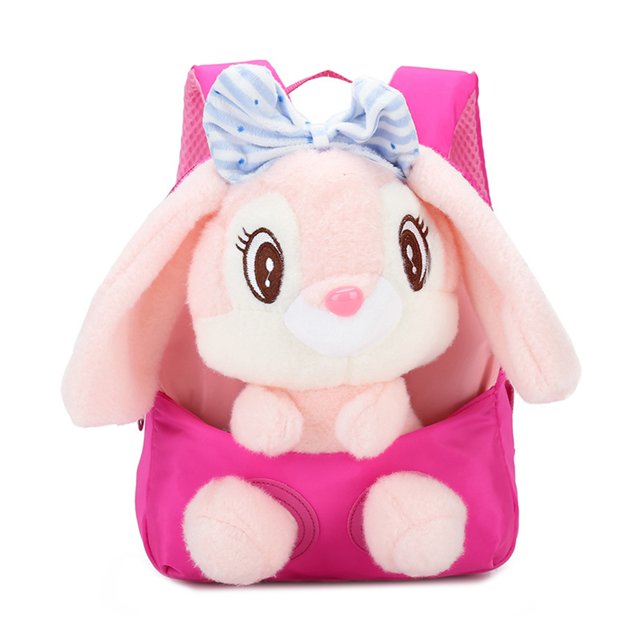 Bolso de hombro para niñas, bolsa de peluche de conejo de dibujos animados con cremallera