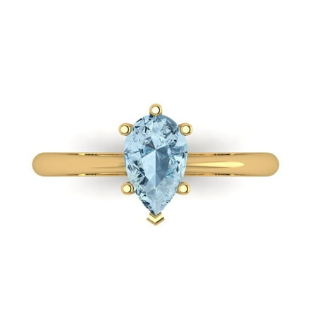 Clara Pucci 14K Yellow Gold 1ct SwissBlueTopaz Solitaire Ring for Women