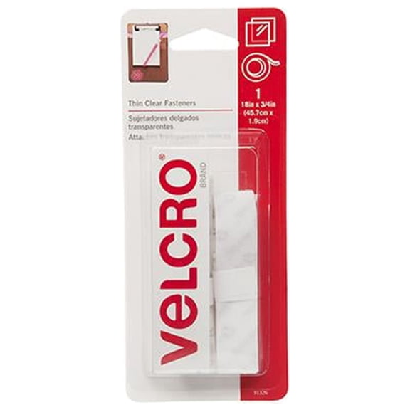 VELCRO Brand 91326 Thin Clear Fastening Tape, 18 x 3/4 In. - Quantity 6