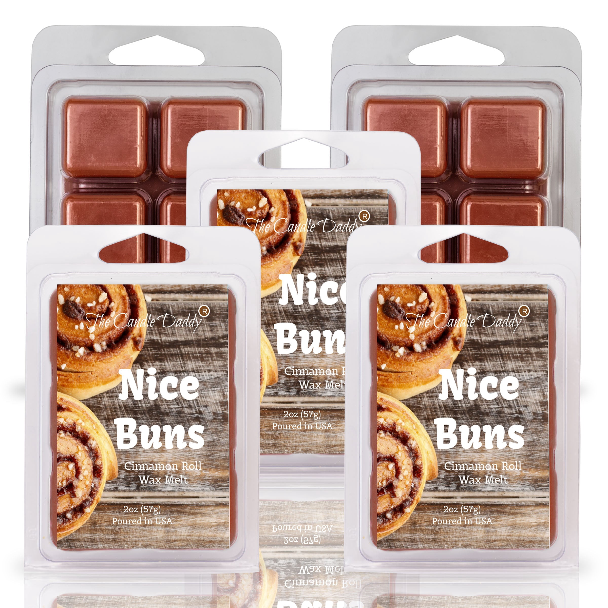 5 Pack Nice Buns Sticky Cinnamon Bun Scented Wax Melt 2 Ounces x