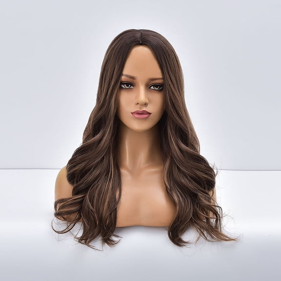 UTOURS Women's Wigs, Medium Parted Long Curly Hair, Dyed Gradient Wigs For Women