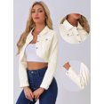 thumbnail image 2 of DARING DIVA Women's Denim Casual Collared Long Sleeve Crop Jean Jackets S Beige, 2 of 6
