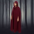 thumbnail image 2 of SAWOBUUN Adult Renaissance Medieval Hooded Cloak Winter Warm Long Cape with Arm Holes for Halloween Party, 2 of 7