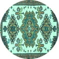 thumbnail image 1 of Ahgly Company Indoor Round Persian Turquoise Blue Traditional Area Rugs, 5' Round, 1 of 4