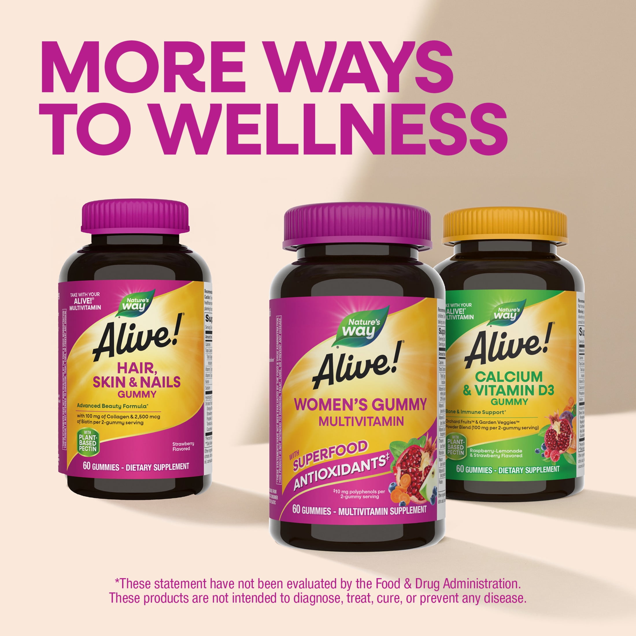 (2 pack) Nature’s Way Alive! Women’s Gummy Multivitamin, Mixed Berry Flavored, 60 Count
