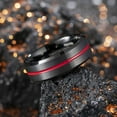 thumbnail image 6 of 8mm Loop Red Black Silver Blue Groove Tungsten Carbide Wedding Band Groove Engagement Ring for Men Comfort Fit, 6 of 10