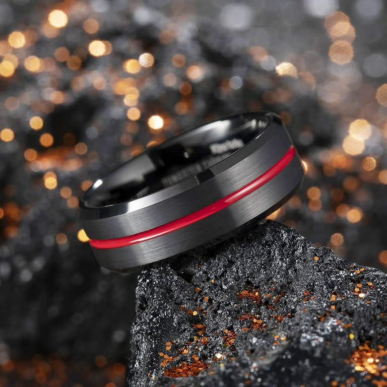 Louisville Cardinals Ring Wedding Band Black and Red CZ Stone 8mm Tungsten Ring #louisville #cardinals 8.5