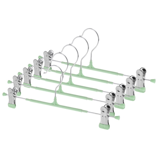 Perchas para pantalones Unique Bargains de 5 piezas con clips, percha de ropa antideslizante, verde claro