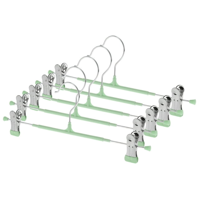 Perchas para pantalones Unique Bargains de 5 piezas con clips, percha de ropa antideslizante, verde claro