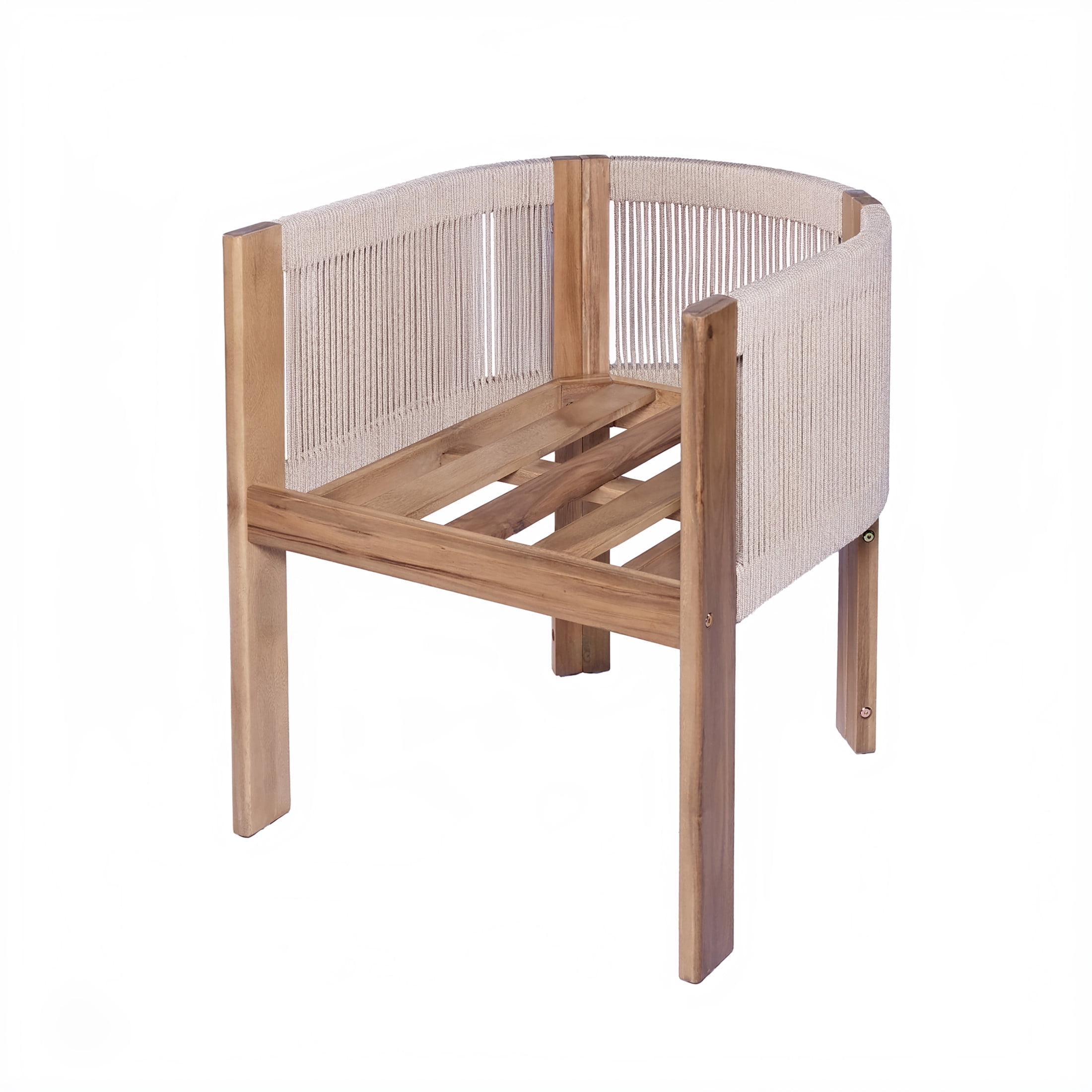 Christopher Knight Home Outdoor Chat Set, Dining Chairs with Cushions & Side Table, Teak+White