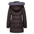 thumbnail image 2 of GGleaf Women's Winter Thicken Puffer Coat Warm Snow Jacket with Fur Removable Hood Coffee Small, 2 of 9