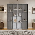 thumbnail image 2 of Mintazer Queen Size Murphy Bed with Rotating Door Shelves, Convertible Wall Platform Bed with Bookcase for Home Bedroom Living Room, Gray, 2 of 21