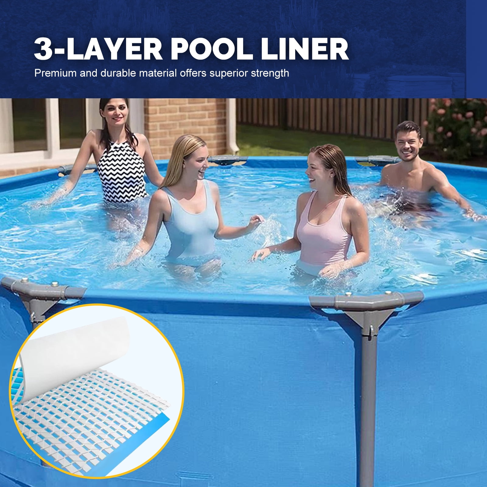 Honeydrill 10ft x 30in Metal Frame Above Ground Swimming Pool, Round