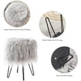 thumbnail image 6 of Mxfurhawa Ottoman Faux Fur Vanity Stool with Golden Leg for Living Room, Gray, 6 of 7