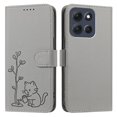 thumbnail image 2 of Wallet Leather Case For Motorola Moto G86 5G 6.67",with Card Holder,wristband, Shockproof Kickstand Embossed Little Cat Watering Tree Phone Case,Grey,For Moto G86 5G, 2 of 8