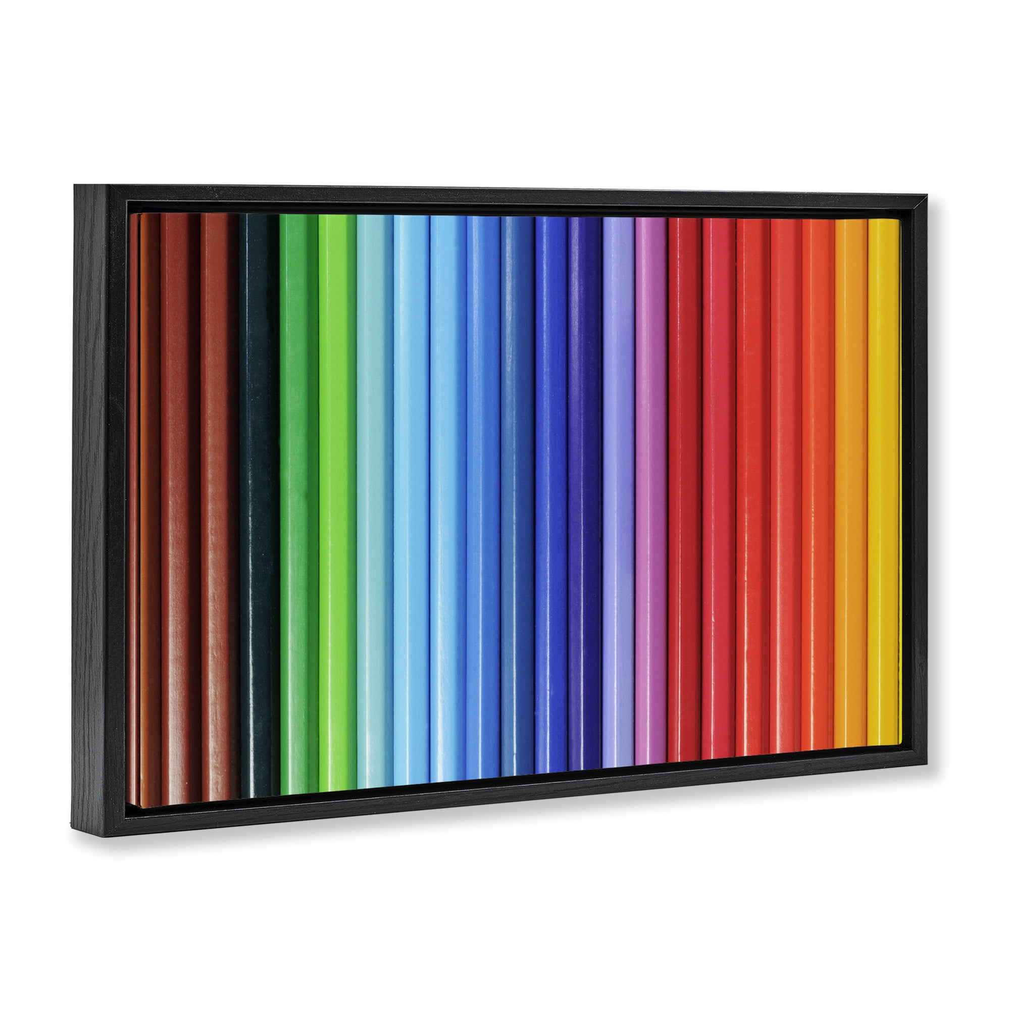 Stupell Industries Colored Pencil Lineup Black Framed Floater Canvas Wall Art, design by Tom Quartermaine