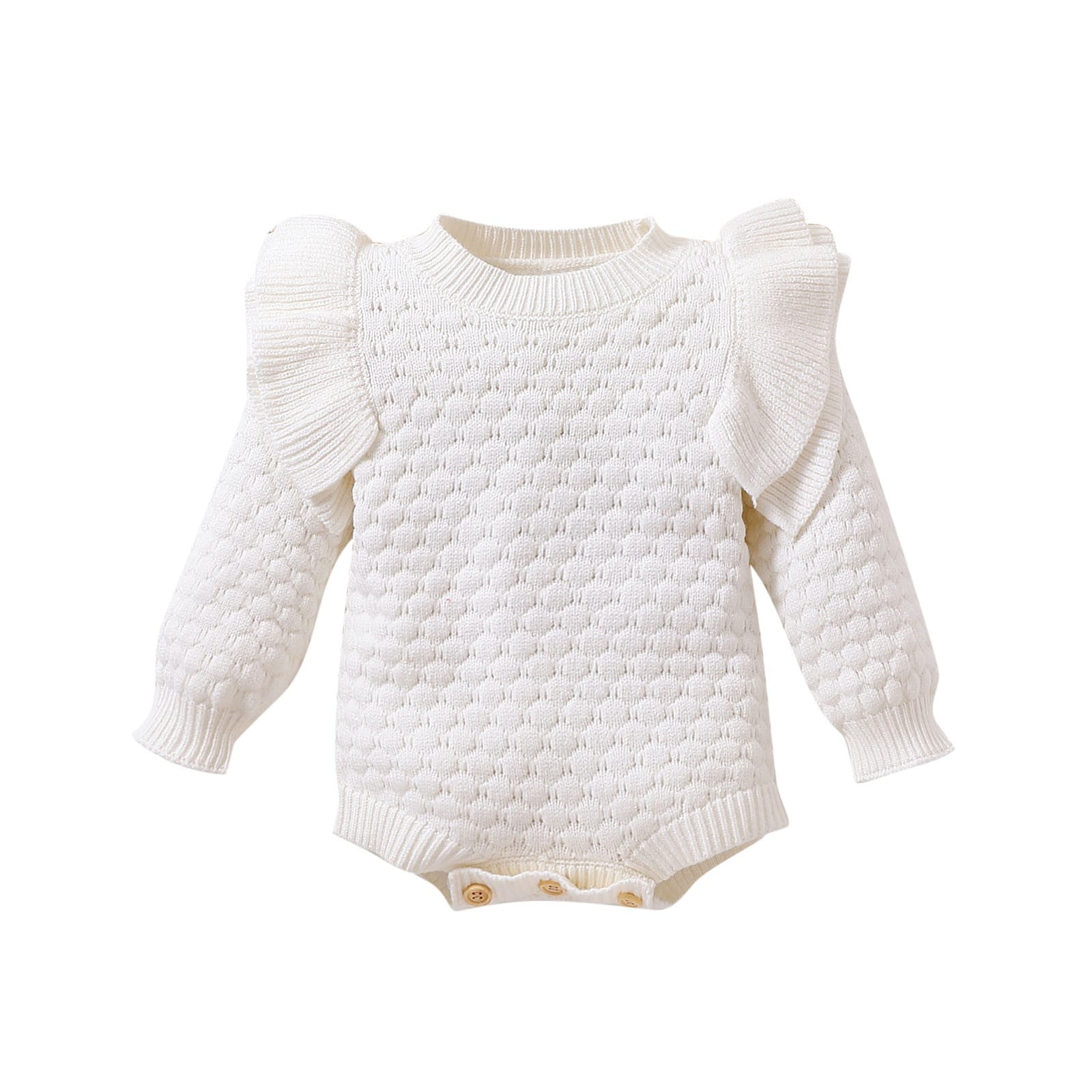 Long Sleeve Ruffle White Ruffle Baby Romper AmeIAEA Newborn Baby